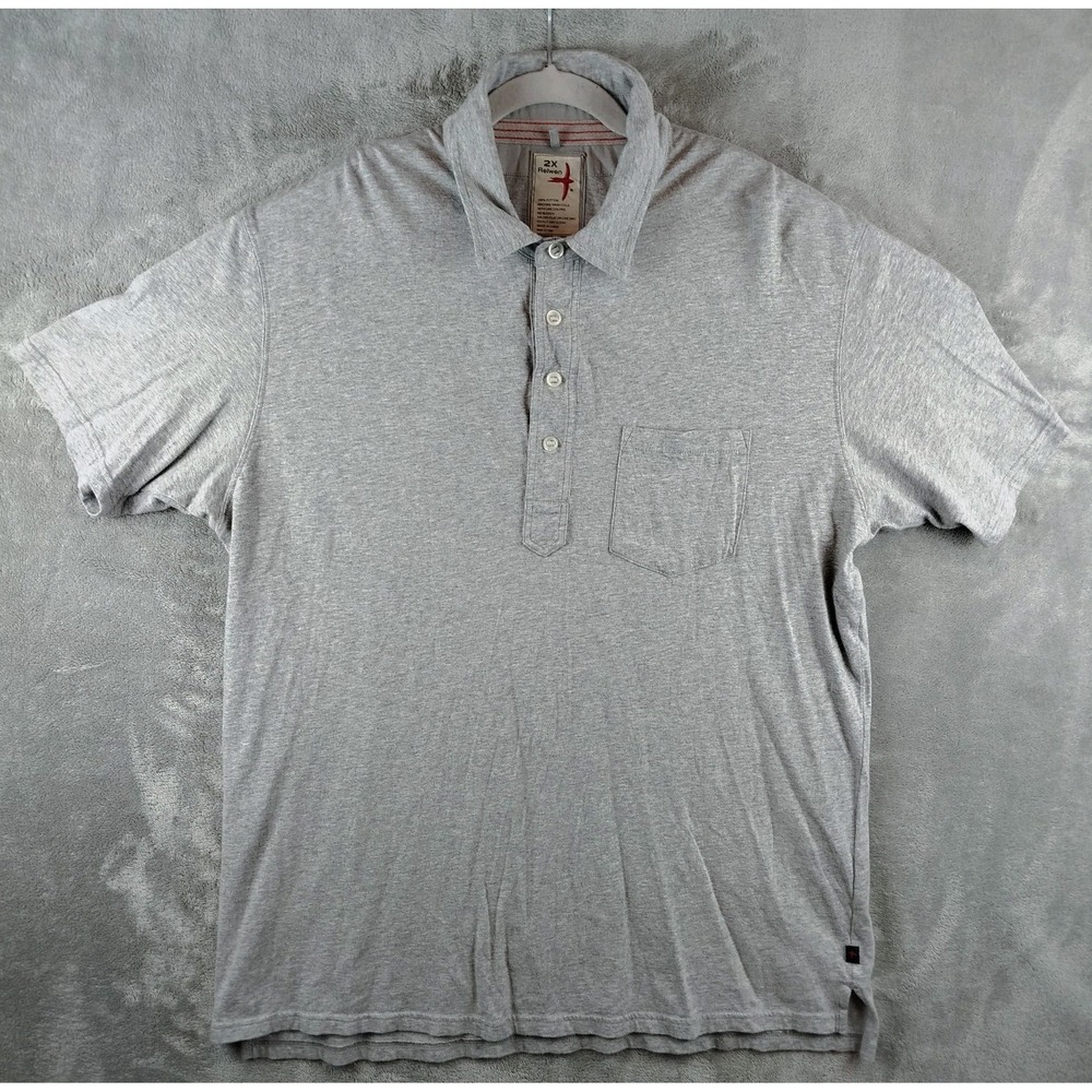 Relwen Pique Slot Polo Shirt Gray Short Sleeve Mens‎ 2XL Huckeberry